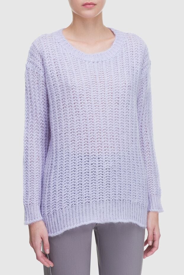 Panicale purple womens jumper with a round neckline and textured knitting 163273 - photo 3
