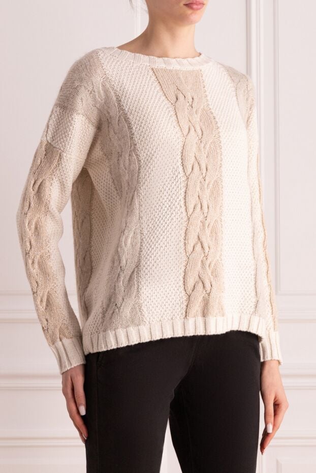 Panicale beige womens jumper with textured knitted inserts 163314 - photo 3