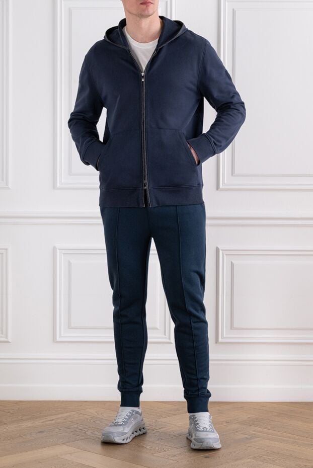 Corneliani mens blue tracksuit with hood and jogger pants 163331 - photo 2