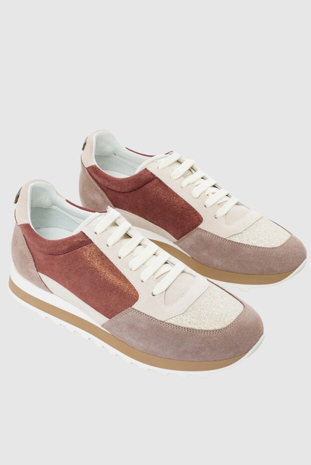 Peserico women's sneakers in beige with burgundy shiny inserts. 163346 - photo 3