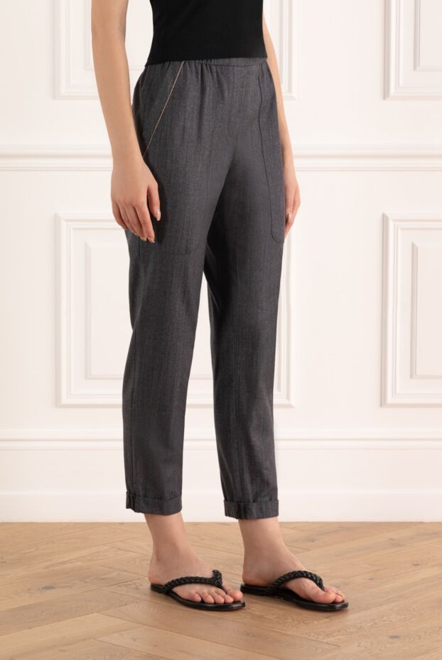 Peserico women's dark gray drawstring pants 163350 - photo 3