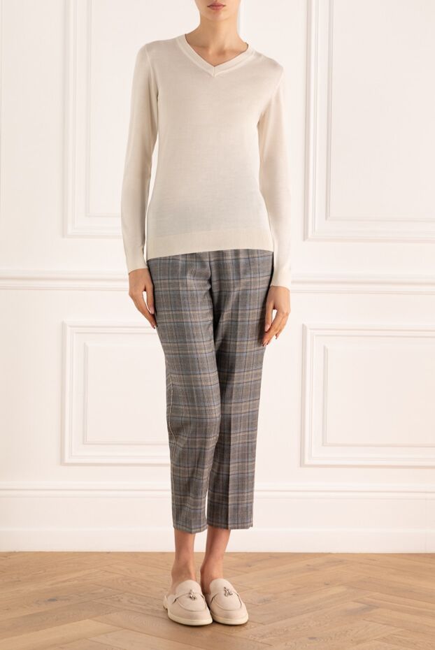 Peserico women's gray checked woolen pants 163354 - photo 2