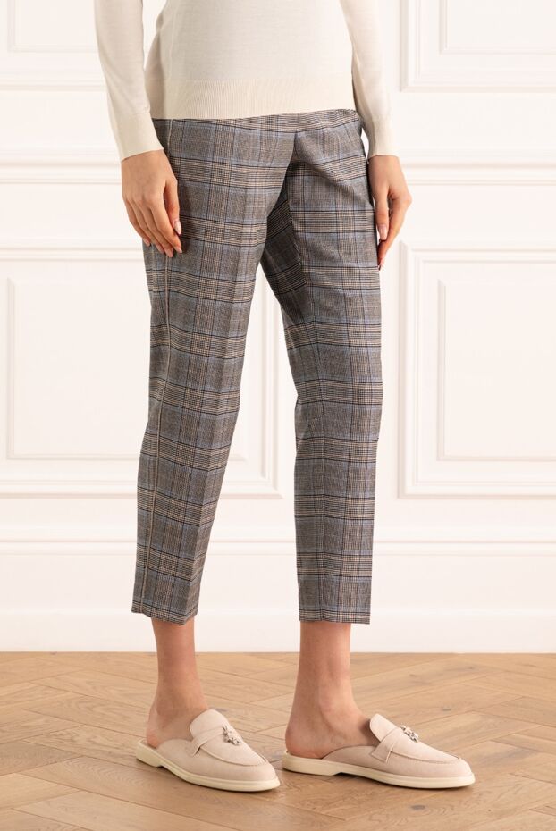 Peserico women's gray checked woolen pants 163354 - photo 3