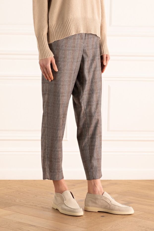 Peserico women's gray checked pants 163366 - photo 3