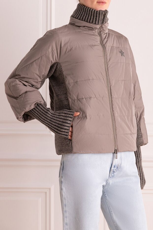 Lorena Antoniazzi down jacket combined with knitted elements beige women's 163400 - photo 3