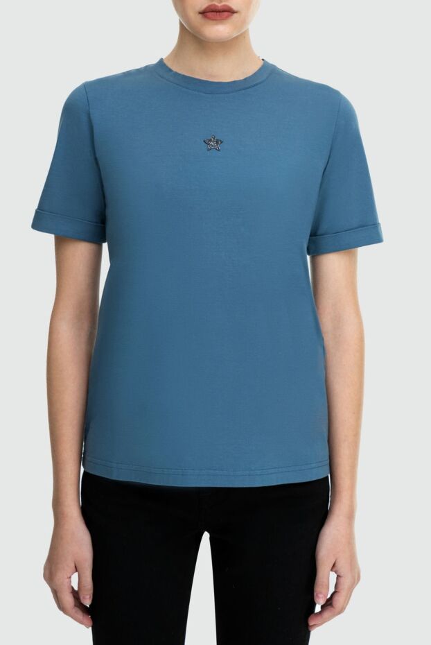 Lorena Antoniazzi light blue t-shirt in smooth cotton with a delicate miniature emblem (markdown) 195507 - photo 3