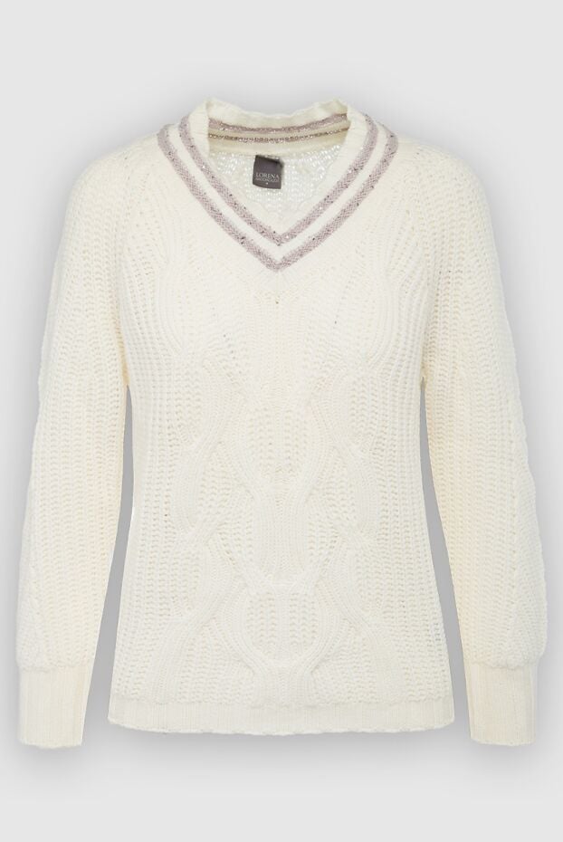 Lorena Antoniazzi white womens jumper with contrasting stripes on the neckline 163427 - photo 1