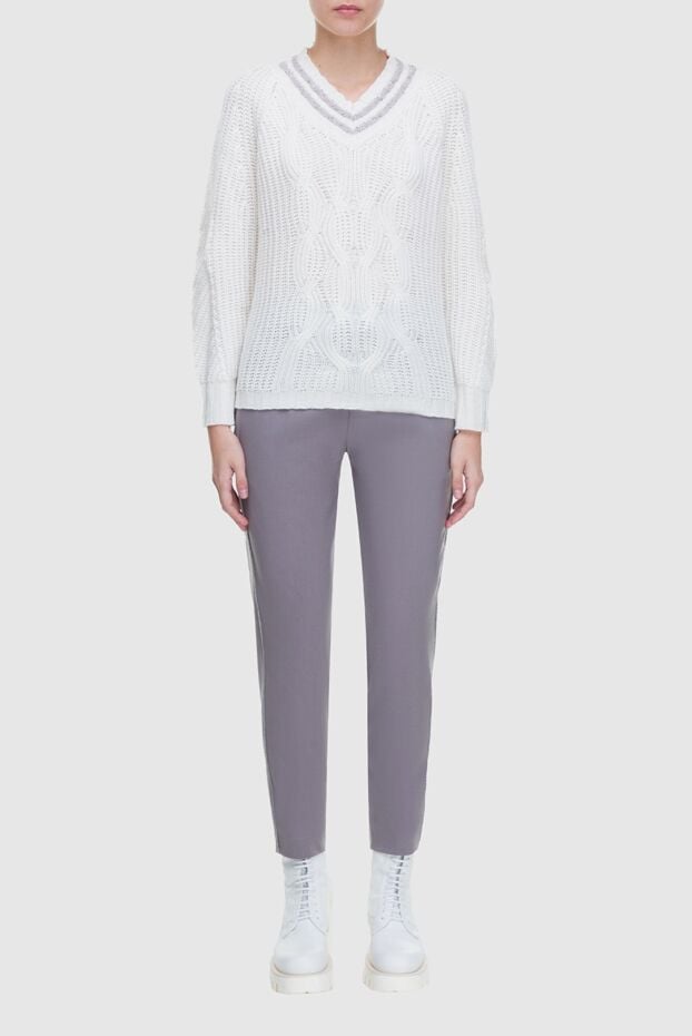 Lorena Antoniazzi white womens jumper with contrasting stripes on the neckline 163427 - photo 2