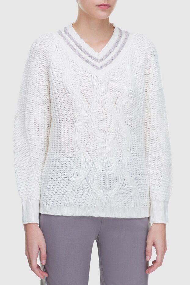 Lorena Antoniazzi white womens jumper with contrasting stripes on the neckline 163427 - photo 3