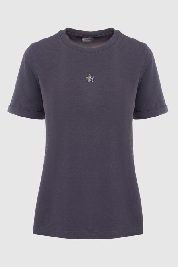 Lorena Antoniazzi basic grey cotton t-shirt with star decoration on the chest 163429 - photo 1