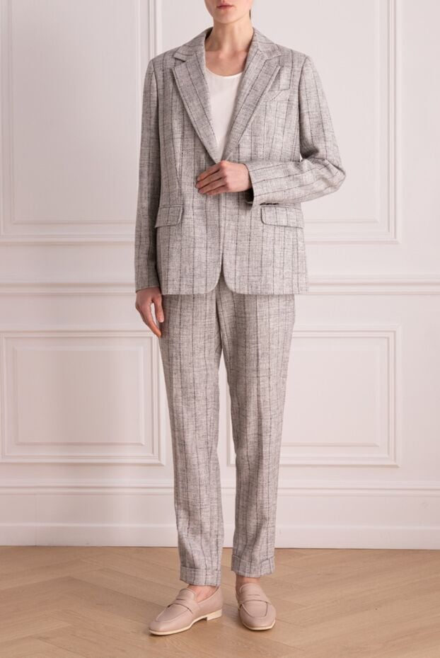 Lorena Antoniazzi women's suit gray striped from blended fabric with the addition of wool 163446 - photo 2