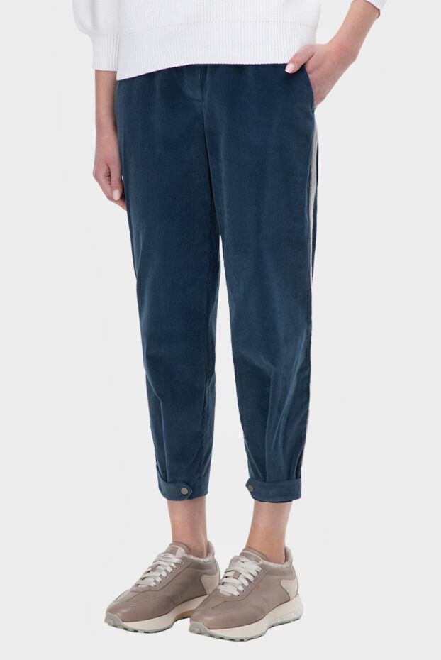 Lorena Antoniazzi women's pants with drawstring and side stripes navy blue 163448 - photo 3