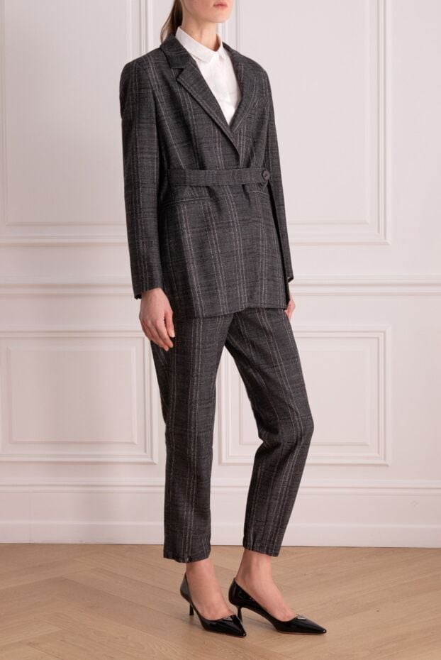 Lorena Antoniazzi women's fitted grey wool suit with jacket and straight trousers 163455 - photo 3