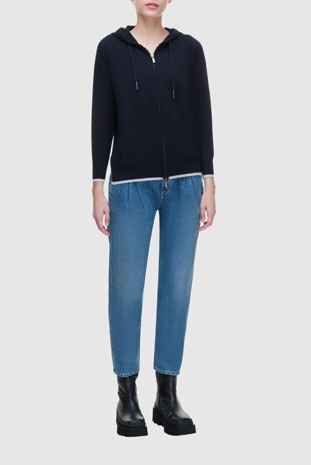 Lorena Antoniazzi cashmere hoodie black for women 163490 - photo 2