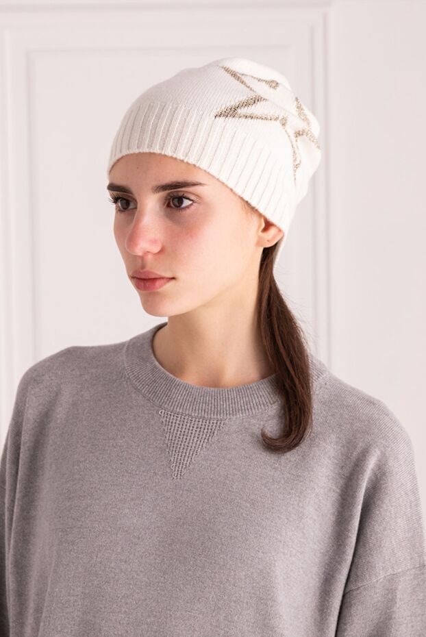 Lorena Antoniazzi white women's hat with beige star 163507 - photo 2