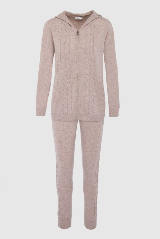 Cashmere & Silk Milano beige cashmere knit suit with hood and cable pattern 163532 - photo 1