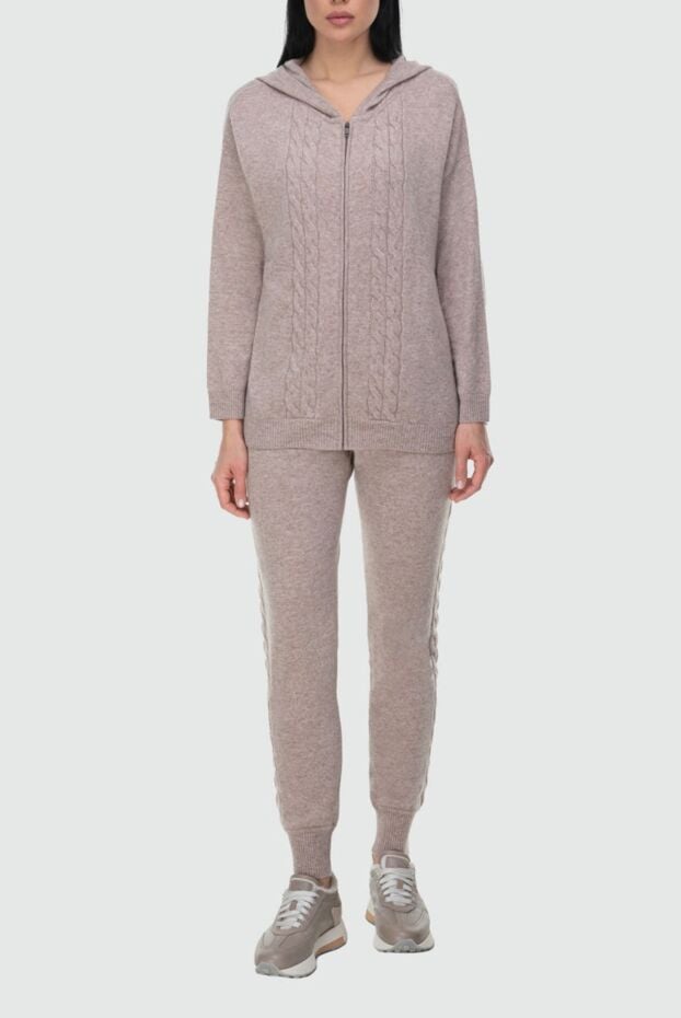 Cashmere & Silk Milano beige cashmere knit suit with hood and cable pattern 163532 - photo 2