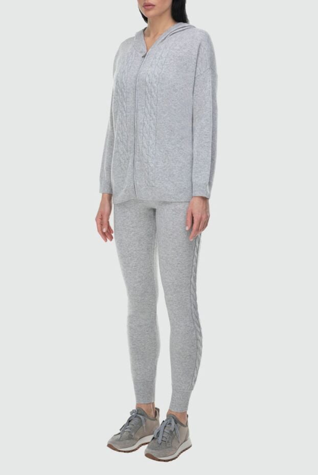 Cashmere & Silk Milano women's cashmere suit light gray with a relief knitted pattern 163534 - photo 3