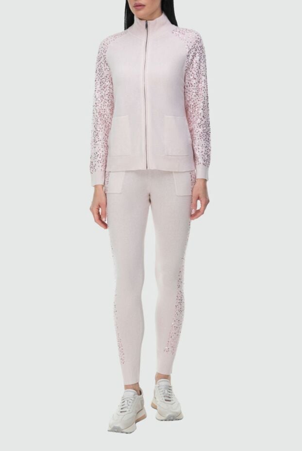 Cashmere & Silk Milano cashmere trousers with sequins on the sides in a soft pink shade 163545 - photo 2