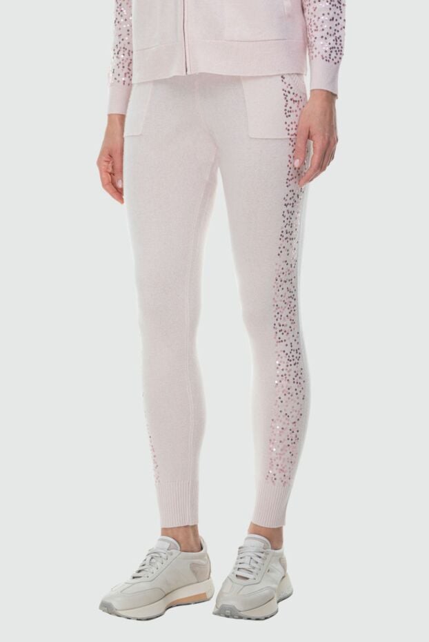 Cashmere & Silk Milano cashmere trousers with sequins on the sides in a soft pink shade 163545 - photo 3