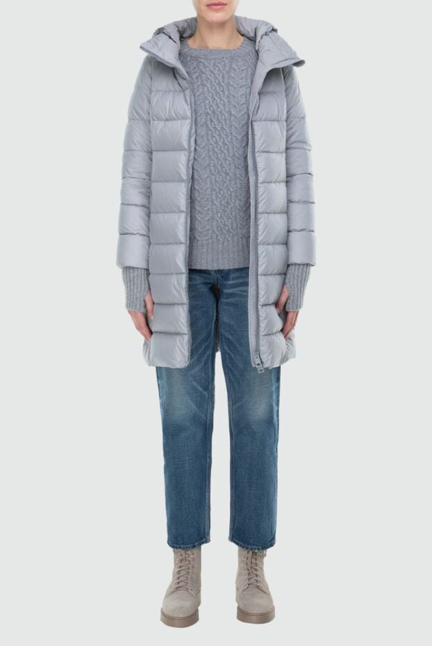 Herno gray elongated down jacket with a hood and glove-cuffs 163568 - photo 2