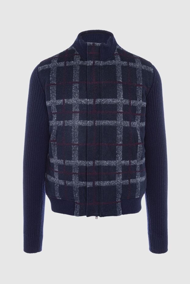 Panicale cardigan for men made of wool, polyester, silk and cashmere blue 163636 - photo 1