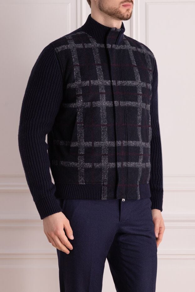 Panicale cardigan for men made of wool, polyester, silk and cashmere blue 163636 - photo 3