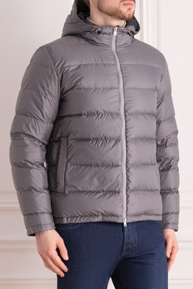 Panicale men's gray down jacket for autumn-winter with a hood and light insulation 163639 - photo 3