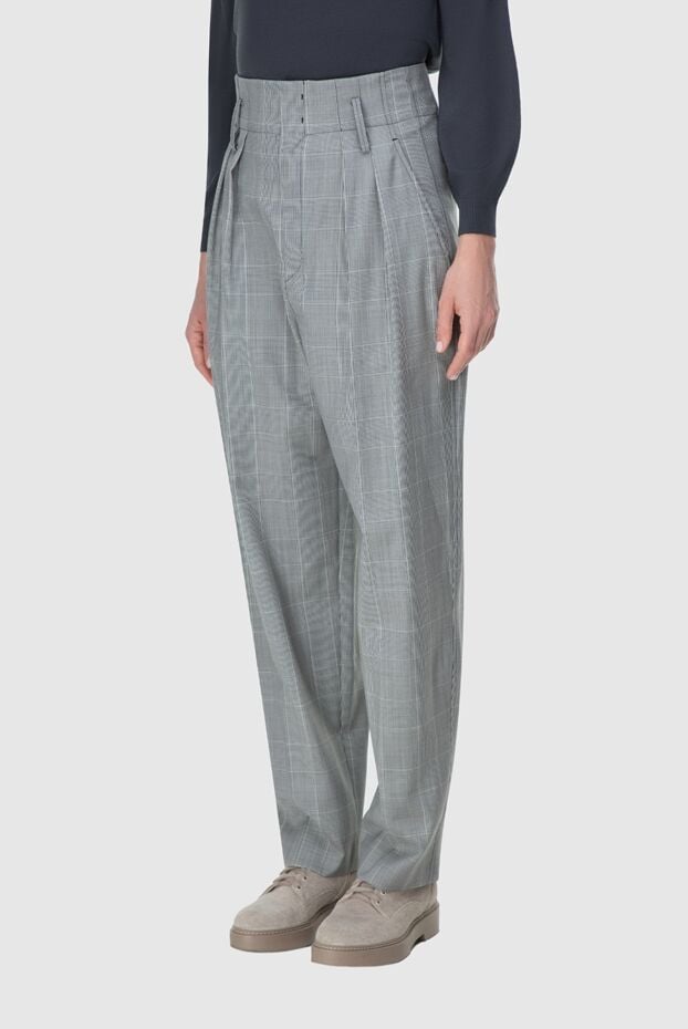 Isabel Marant women's wool pants in checkered print gray 163656 - photo 3