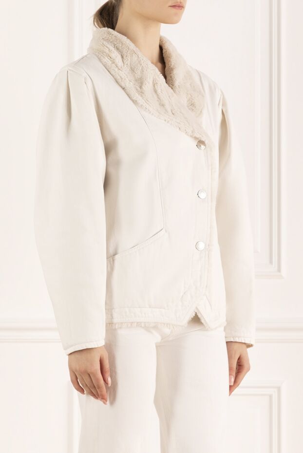 Isabel Marant cotton jacket with a voluminous milk-colored fur collar 163669 - photo 3