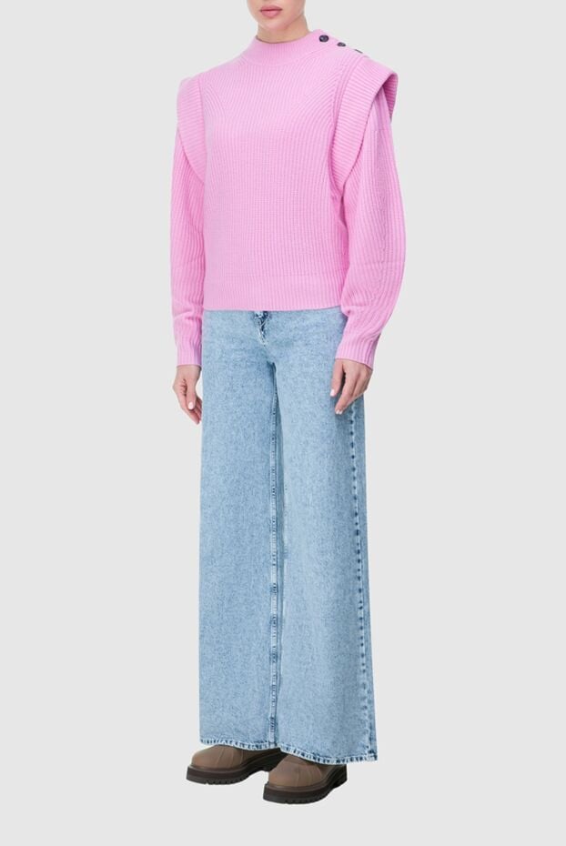 Isabel Marant pink knitted jumper made of wool and cashmere with decorative buttons 163675 - photo 2