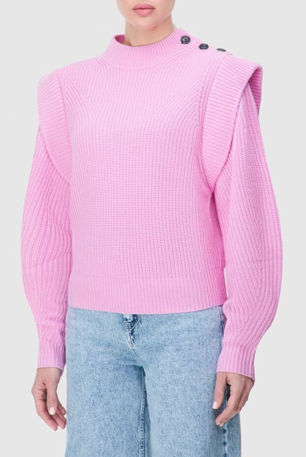 Isabel Marant pink knitted jumper made of wool and cashmere with decorative buttons 163675 - photo 3