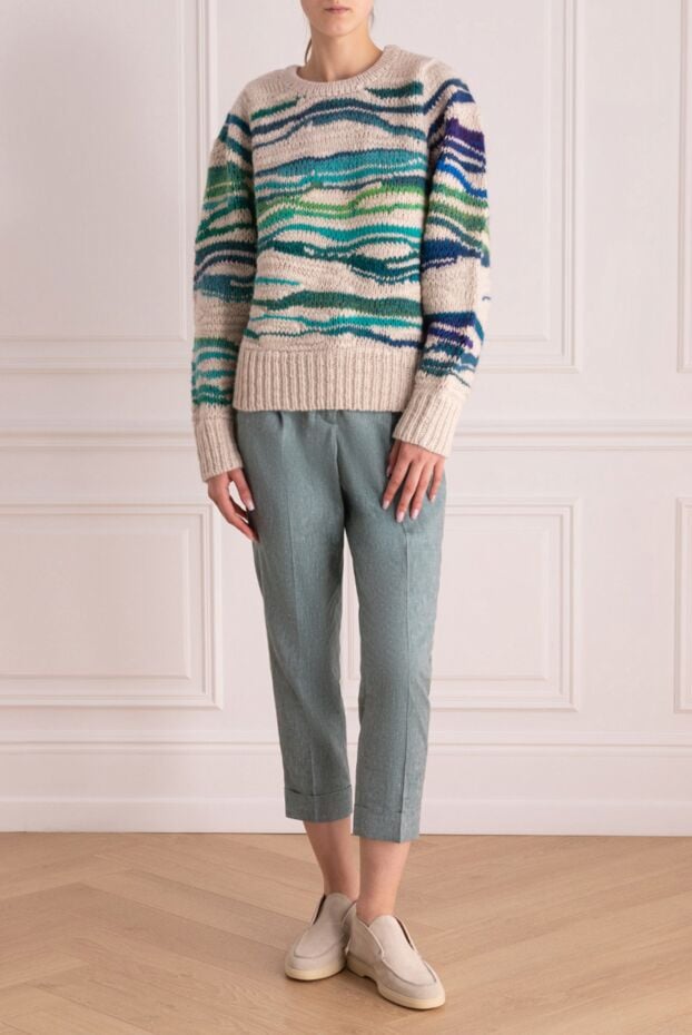 Isabel Marant beige womens wool jumper with textured multicolored stripes 163681 - photo 2