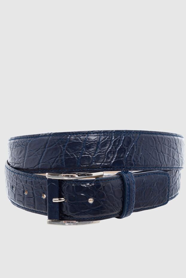 Tardini blue textured crocodile leather belt for men 163697 - photo 1