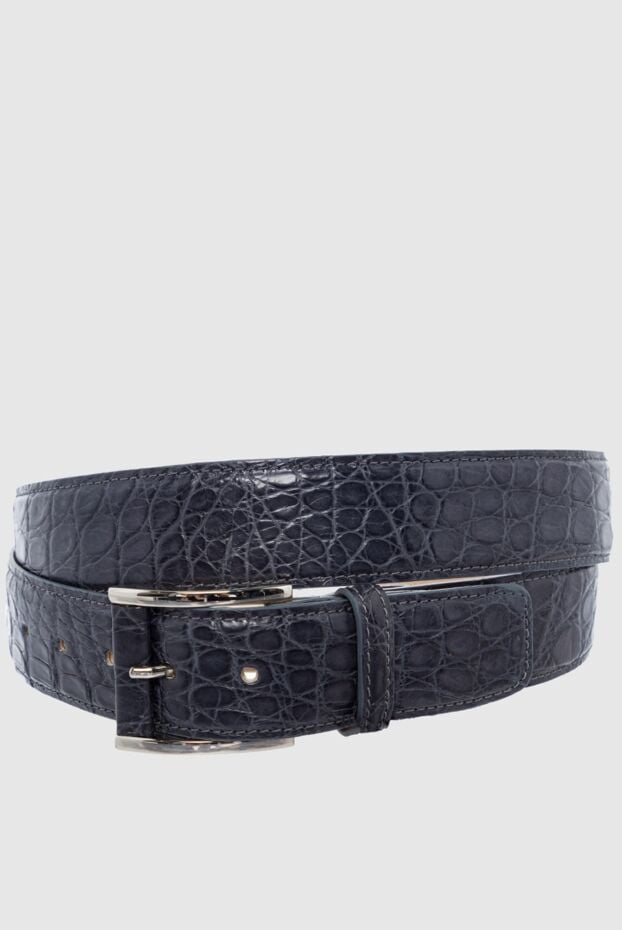 Tardini dark gray embossed crocodile leather belt for men 163699 - photo 1