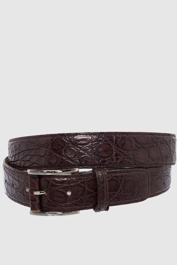 Tardini brown embossed textured crocodile leather belt for men 163700 - photo 1