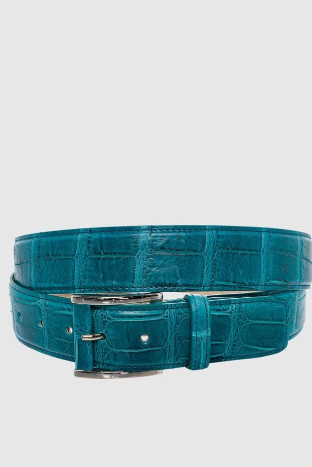 Tardini turquoise-blue crocodile leather belt for men 163701 - photo 1