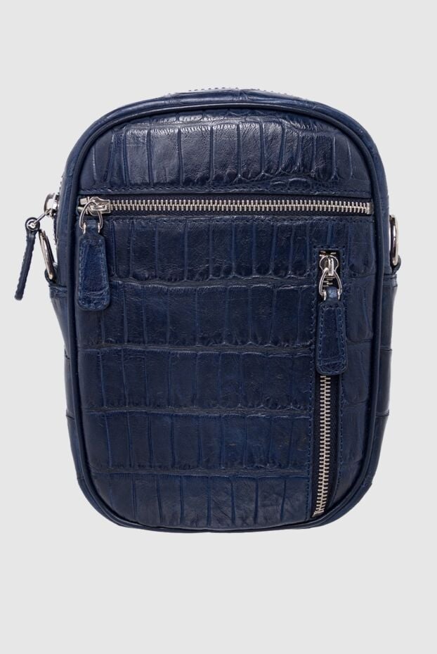 Tardini mens round blue crossbody bag made of waxed american alligator leather 163706 - photo 1
