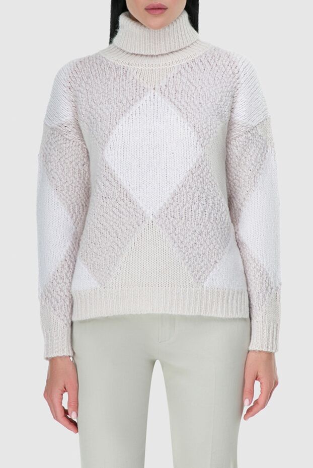 Peserico light pink womens jumper with a diamond pattern 163712 - photo 3