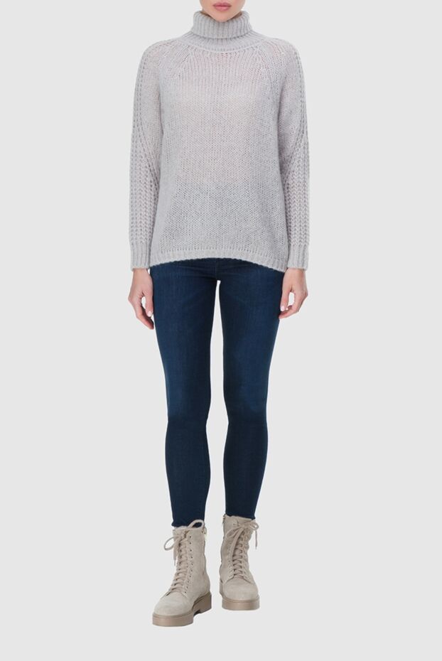 Cappellini chunky knit turtleneck sweater in alpaca wool, grey 163728 - photo 2