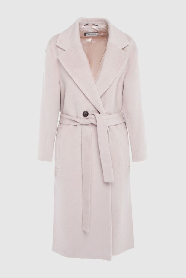 Cappellini women's long wool coat in pink with a belt 163734 - photo 1