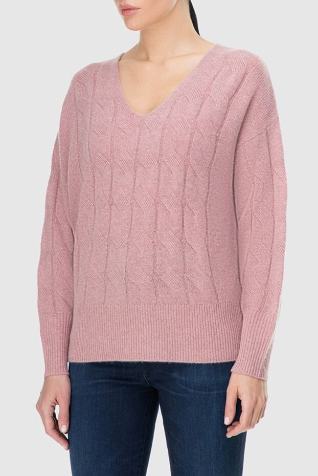 Re Vera knitted cashmere jumper with a voluminous texture in a noble pink color 163740 - photo 3