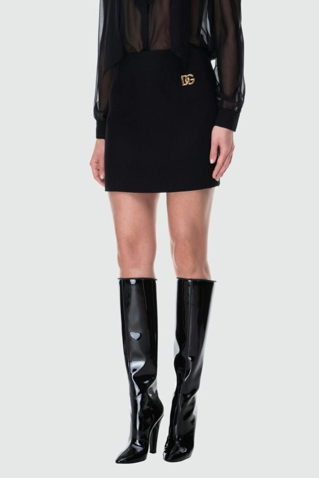 Dolce & Gabbana black wool mini skirt with logo embroidery 163759 - photo 3