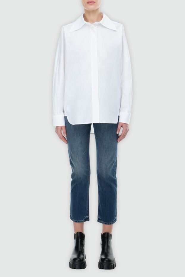 Valentino women's cotton blouse with wide collar white 163768 - photo 2