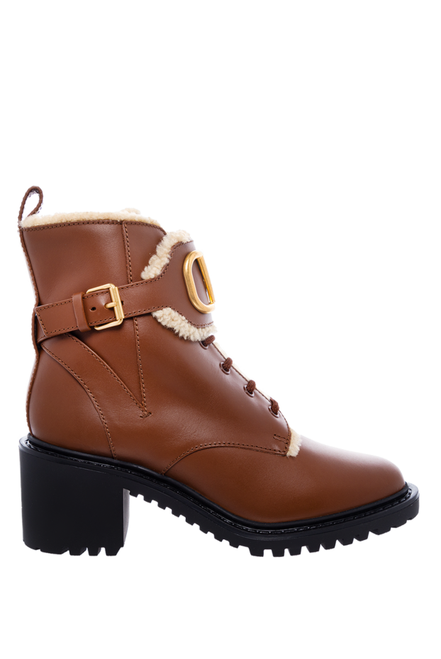 Valentino women's brown boots made of leather and fur with a logo 163772 - photo 1
