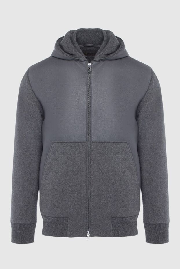 Loro Piana gray men's cashmere and genuine leather jacket 163837 - photo 1