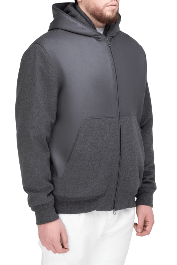 Loro Piana gray men's cashmere and genuine leather jacket 163837 - photo 3