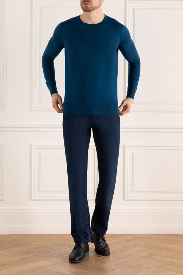 Loro Piana men's jumper made of fine wool in a rich blue color 163849 - photo 2