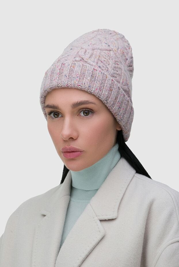 Loro Piana pink cashmere women's hat with textured knitting and colored dots 163852 - photo 2