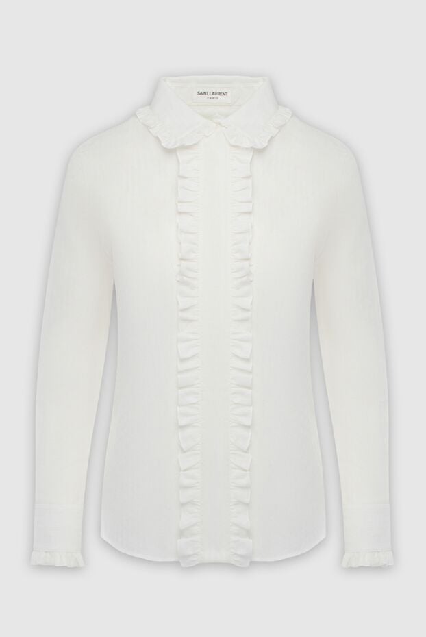 Saint Laurent women's blouse with jabot and ruffles white 163911 - photo 1